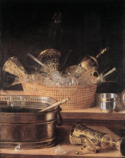 Sebastian Stoskopff Metallgefabe und Glaser in einem Korb china oil painting image